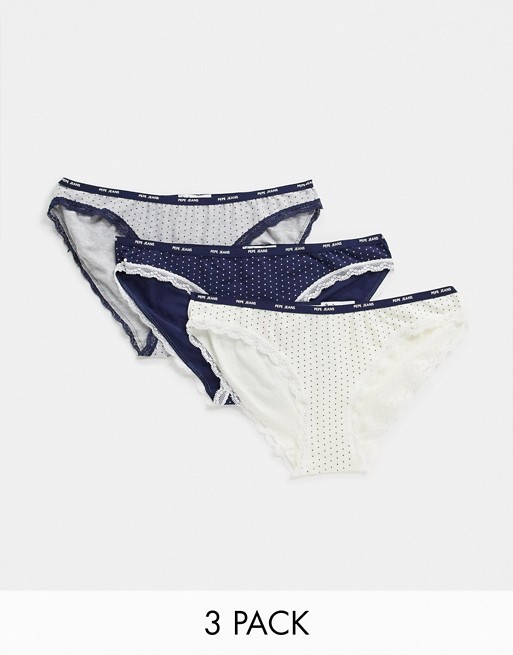 Pepe Jeans madella 3 pack briefs in grey and navy spot