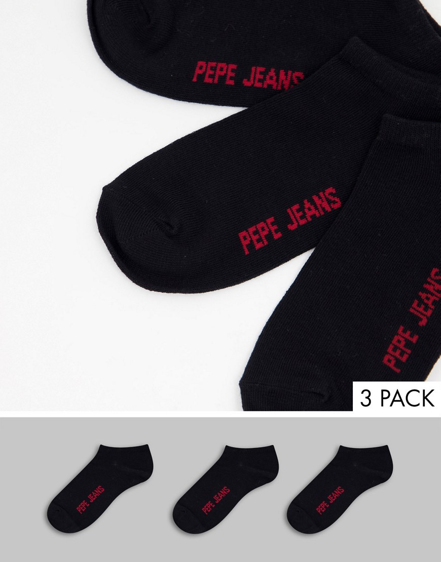 Pepe Jeans rosalie 3 pack sneaker socks in black