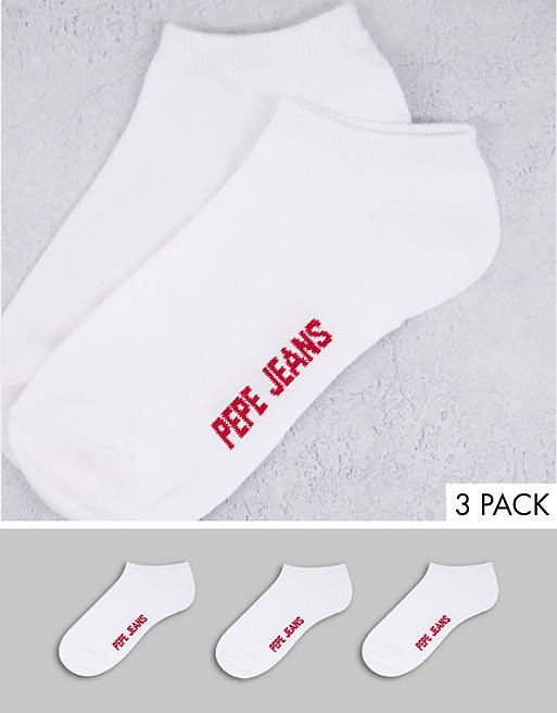 Pepe Jeans rosalie 3 pack trainer socks in white