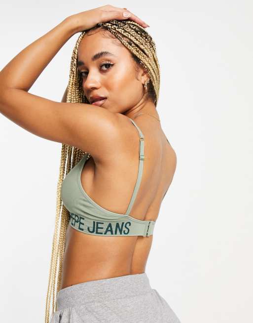 Pepe Jeans seam free bra in thyme green