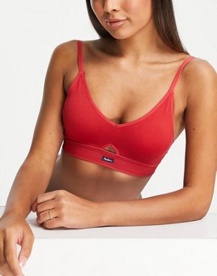Pepe Jeans seamless bra with cut out in winter red - ASOS Price Checker