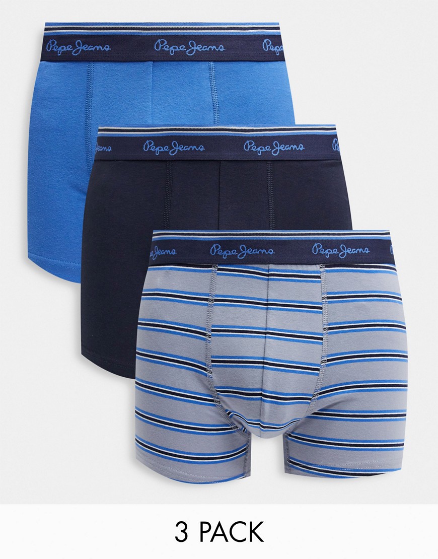 Pepe Jeans theon 3 pack trunk in navy stripe mix