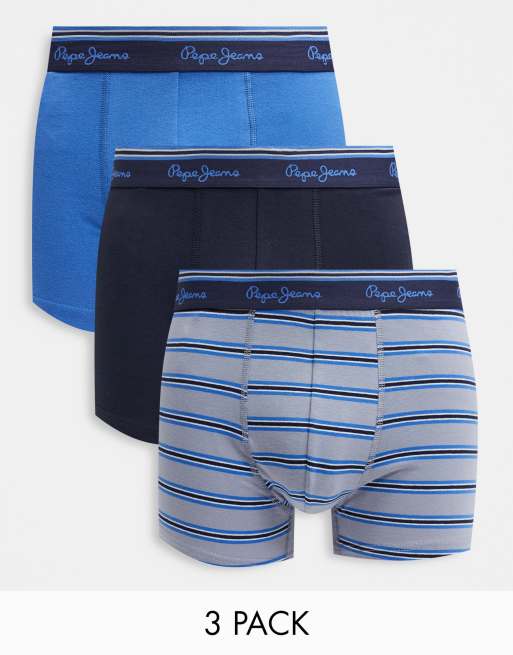 Pepe Jeans Men's Trunks, 3 Pack - Underwear, Cotton, Logo