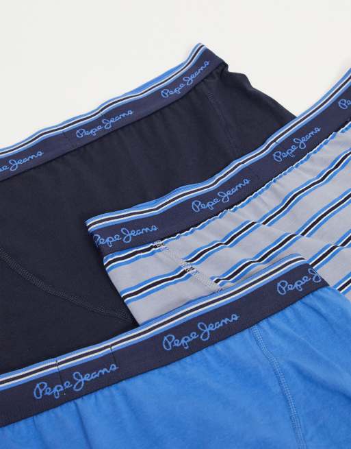 Pepe Jeans Men's Trunks, 3 Pack - Underwear, Cotton, Logo