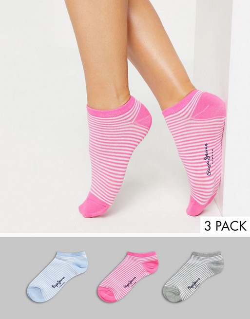 Pepe Silvia 3 Pack Striped Trainer Socks