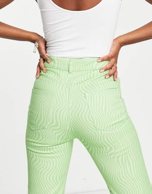 Peppermayo cigarette pants in retro lime swirl print