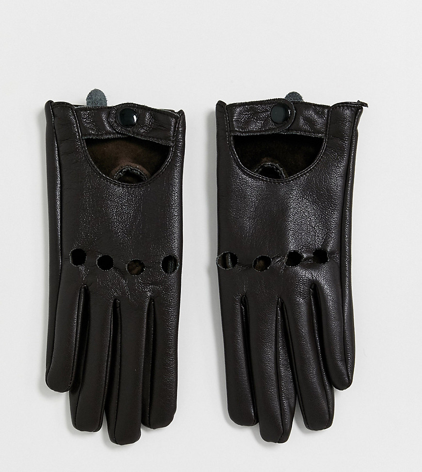 Перчатки для вождения и сенсорных экранов из искусственной кожи шоколадного цвета эксклюзивно от My Accessories London-Коричневый