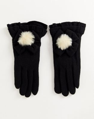 фото Перчатки с помпонами из искусственного меха pia rossini-черный