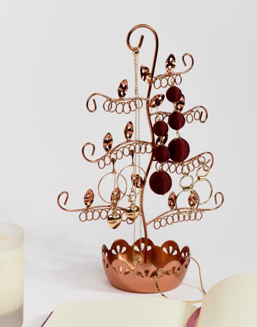 Perchero para bisutería con diseño floral en cobre de Sass & Belle