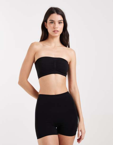 Perfect Secrets bandeau bra and medium shaper shorts set in black - view 1