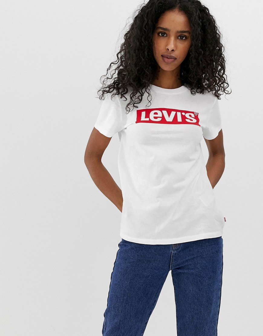 Perfect T-shirt med logo på brystet fra Levi's-Hvid