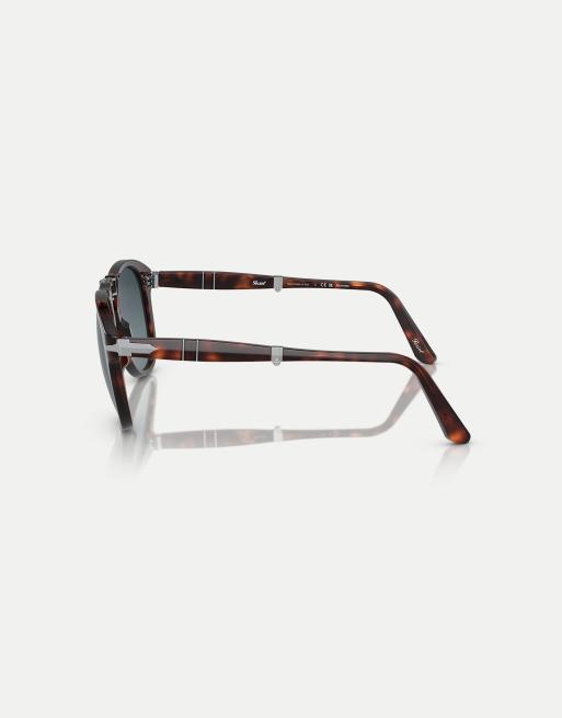 Persol – 714 Original – Polarisierte Pilotensonnenbrille in dunkelbrauner Schildpattoptik mit blauen Gläsern, 2 von 4