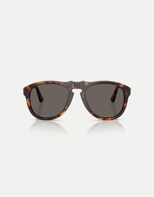 Persol - Po0649ne Total Black Arrow Pilot - Occhiali da sole colore havana con lenti grigie