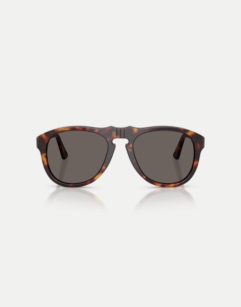 Persol Po0649ne - total black arrow pilot sunglasses with grey lens in havana - view 1