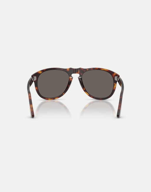 Persol Po0649ne - total black arrow pilot sunglasses with grey lens in havana, 3 of 3