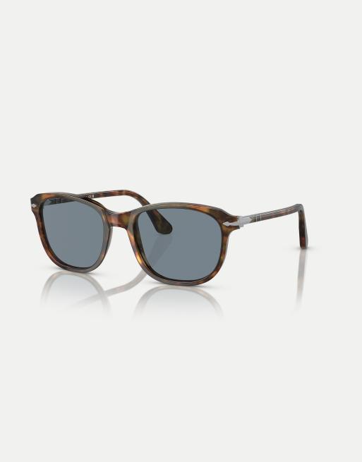 Persol - po1935s - Occhiali da sole rettangolari color marrone caffè tartarugato con lenti blu