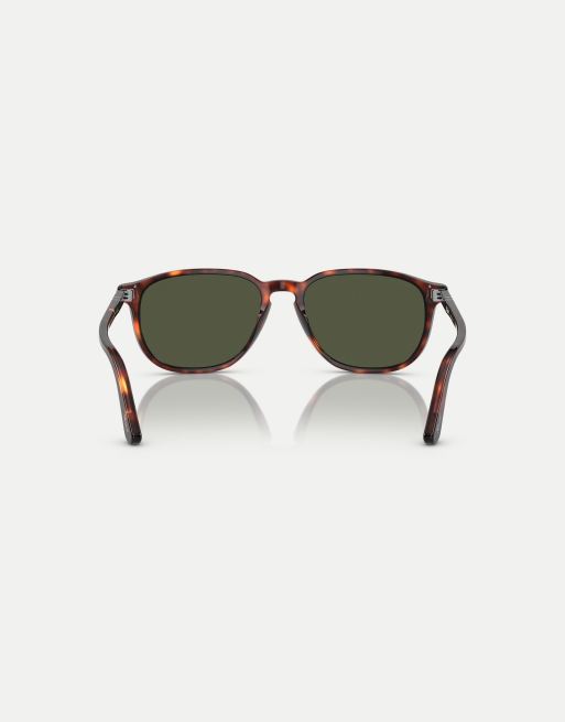 Persol po3019s square sunglasses in tortoise with green lens in dark brown ASOS
