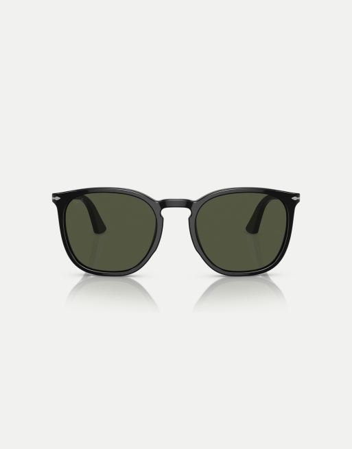 Persol - PO3316s - Occhiali da sole rotondi neri con lenti verdi, 3 di 4