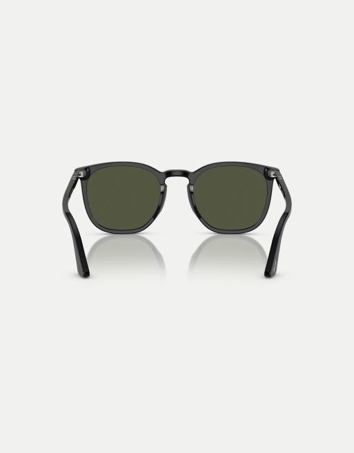 Persol – po3316s – Runde Sonnenbrille in Schwarz mit grünen Gläsern, 4 von 4