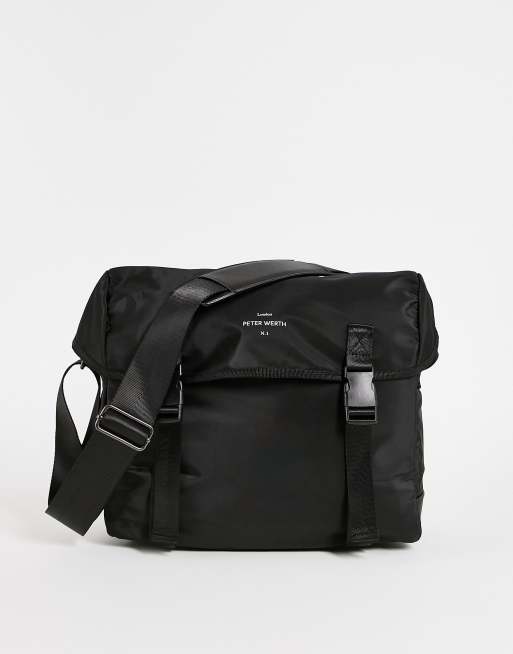 Peter Werth - Sort messengertaske i nylon