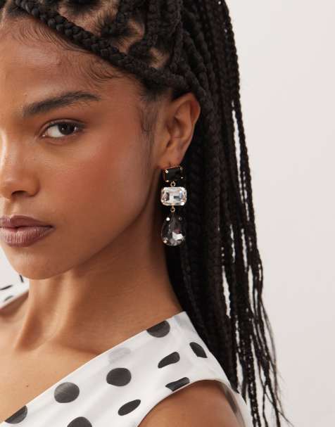 Petit Moments Alexi glass teardrop stud earrings in black - view 1
