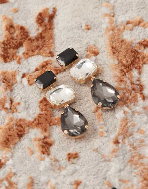 Petit Moments Alexi glass teardrop stud earrings in black , 3 of 3