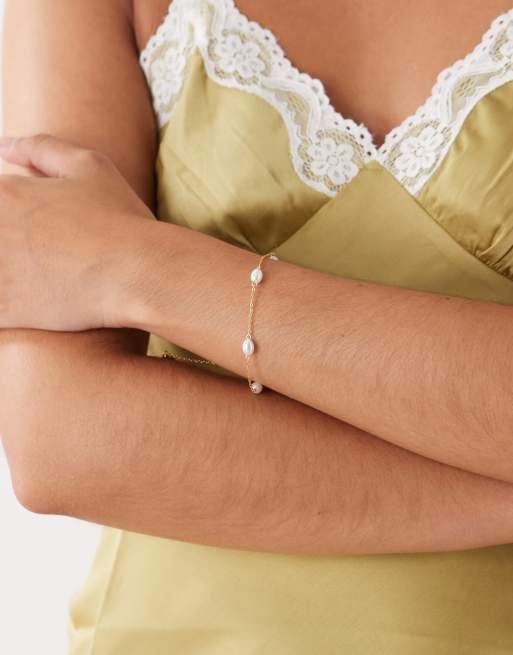 Petit Moments – Ariana – Bransoletka z łańcuszka w kolorze złota i perełek