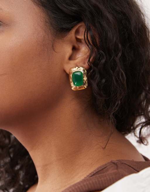Petit Moments - Chateau - Boucles d'oreilles avec pierre émeraude - Doré