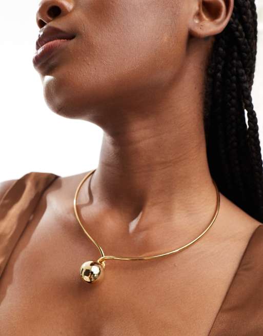Petit Moments - Choker met bol aan draad van waterbestendig roestvrij staal in goud