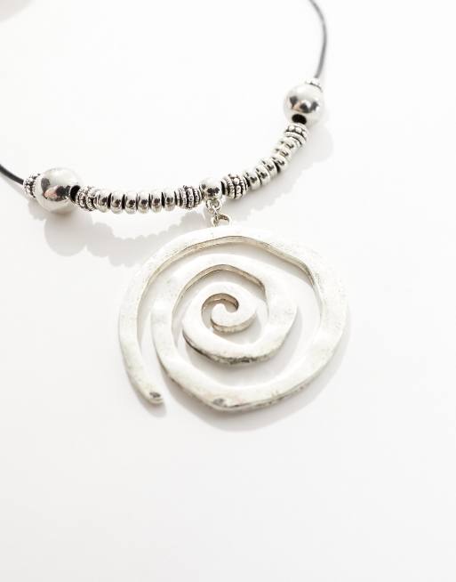 Petit Moments - Collana in corda con ciondolo oversize a spirale e perline, 4 di 4