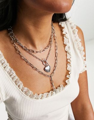Petit Moments multirow chain necklace in silver  - ASOS Price Checker