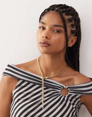 Petit Moments - Collier chaîne style lasso à détail serpent - Doré