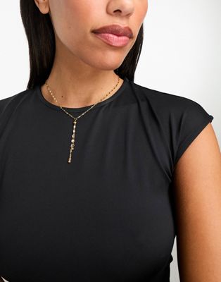 Petit Moments dainty lariat waterproof stainless steel necklace in gold - ASOS Price Checker