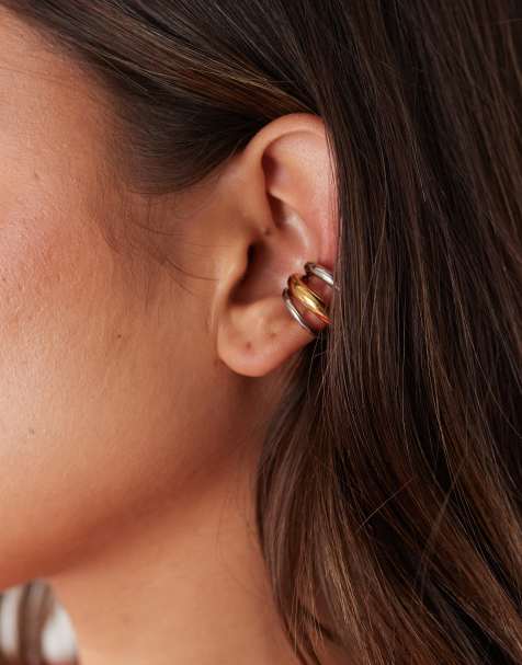 Petit Moments Dana mixed metal triple ear cuff in gold and silver - view 1