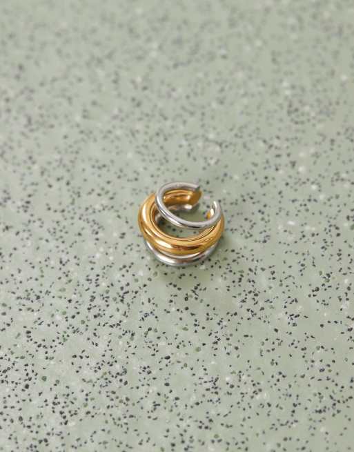 Petit Moments dana mixed metal triple ear cuff in gold and silver, 2 of 3