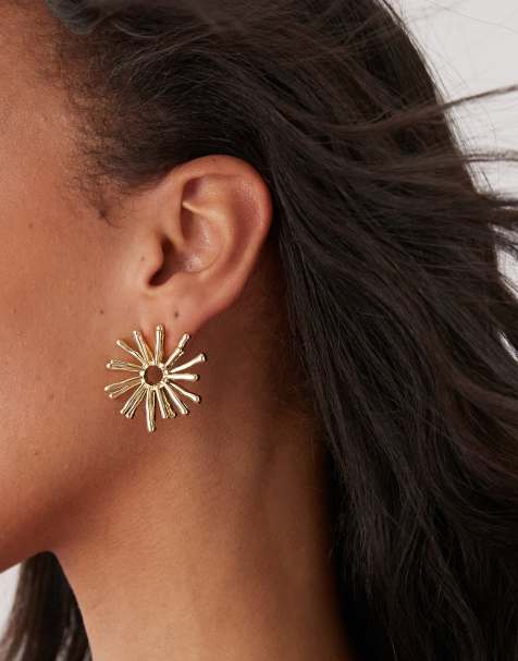 Petit Moments disco daisy statement earrings in gold - view 1