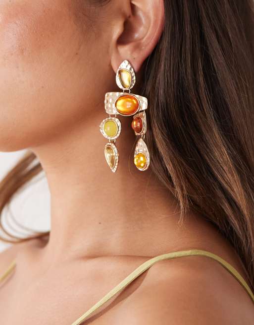 Petit Moments – Duże kolczyki w kolorze złota z bordowymi kamieniami