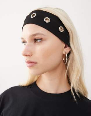 Petit Moments Petit Moments eyelet detail jersey headband in black