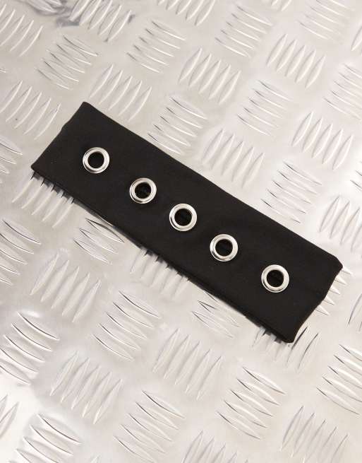 Petit Moments eyelet detail jersey headband in black , 2 of 3