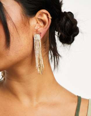 Petit Moments glitz diamante waterfall earrings in gold