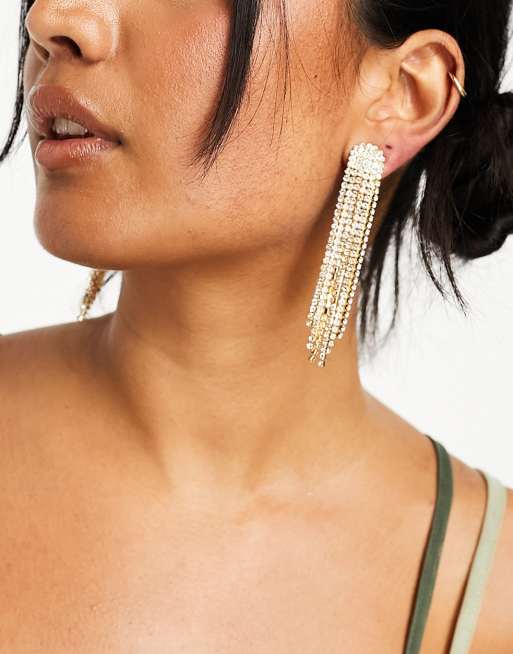 Petit Moments Glitz diamante waterfall earrings in gold