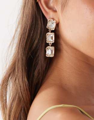 Petit Moments Petit Moments glow crystal stone drop earrings in gold