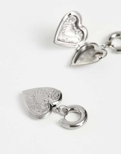 アクセサリー Petit Heart Earring Idyllia drop earrings, Crystal pearl, Heart, White, Rhodium plated