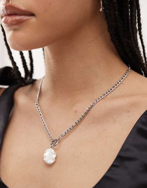 Petit Moments - Jade - Collana tonalità argento con barretta a T e pendente con perla