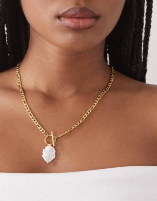 Petit Moments - Jade - Collier avec pendentif perle et barre en T - Doré