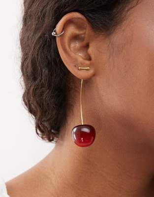 Petit Moments Petit Moments jardin cherry earrings in gold and red