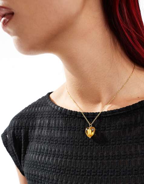 Petit Moments - Lexi - Collarino color oro con ciondolo a forma di cuore con ambra - view 1