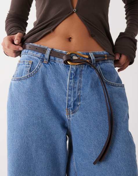 Petit Moments loop belt in gold and chocolate brown - view 1