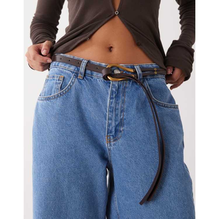 Petit Moments loop belt in gold and chocolate brown | ASOS