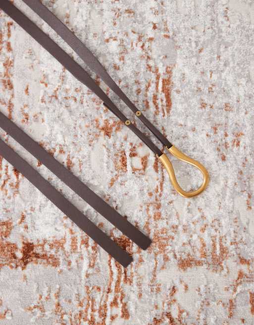 Petit Moments loop belt in gold and chocolate brown